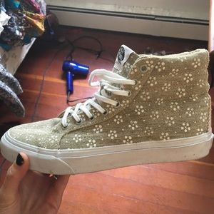 Tan flowered Vans